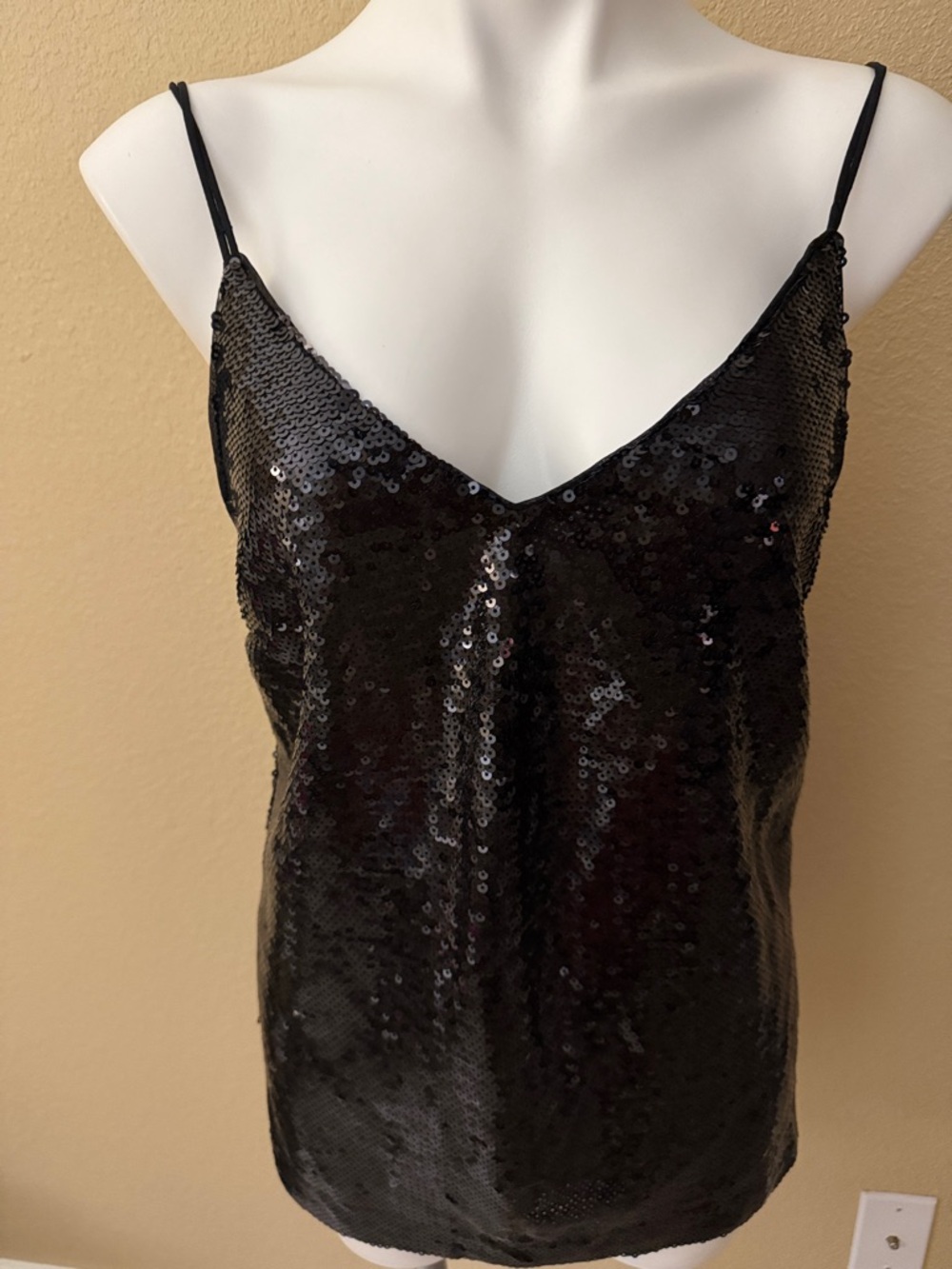 H&M Black Sequin Spaghetti Strap Camisole